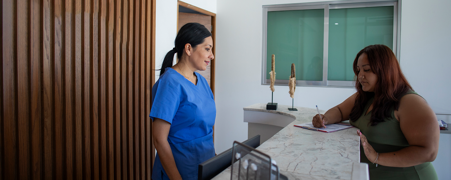 patient at reception